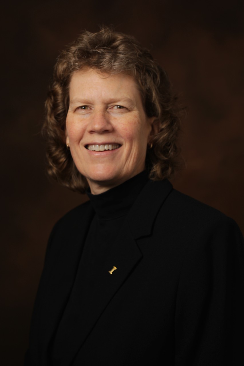 Emelyne Bingham A headshot of a middle-aged white woman with short curly brown hair wearing a black shirt and blazer