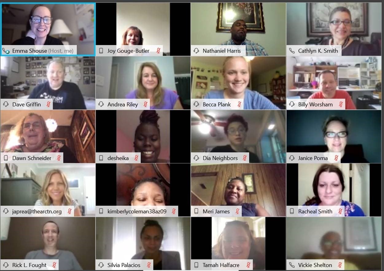 2020-21 Partners virtual class screenshot session 3 A Zoom meeting screen capture shows a diverse group of faces smiling at the camera.