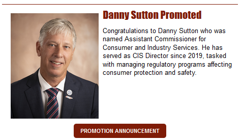 Sutton Promoted to Assistant Commissioner for Consumer and Industry Services Division