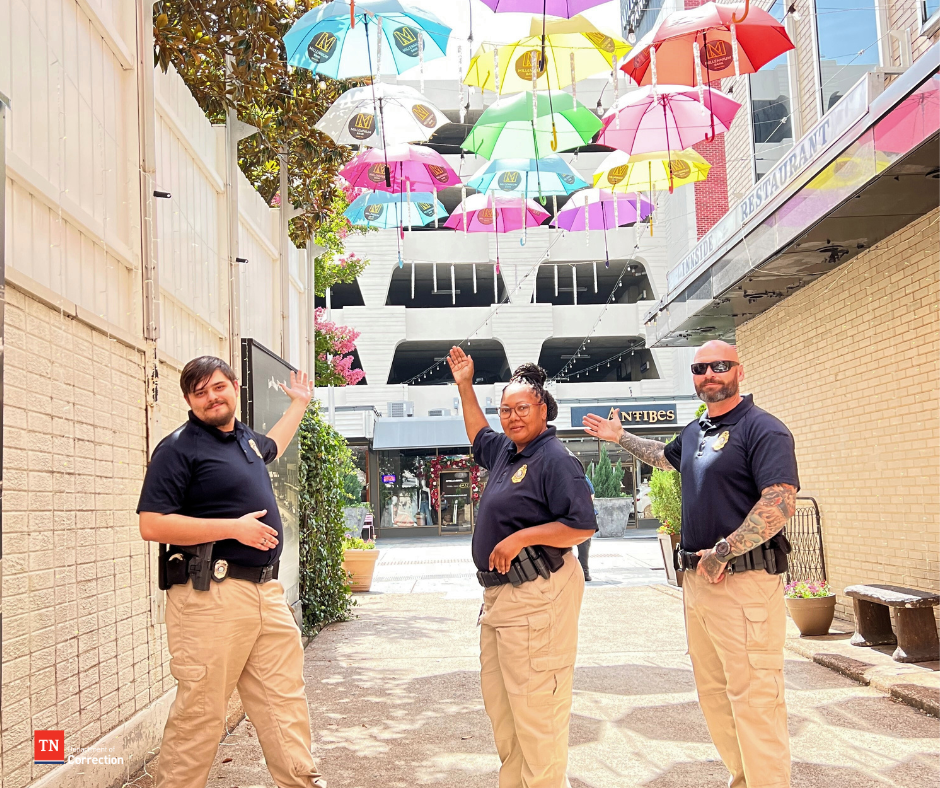 Photo of probation parole officers with Chattanooga background