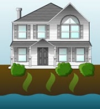 graphic of vapors moving up into a house