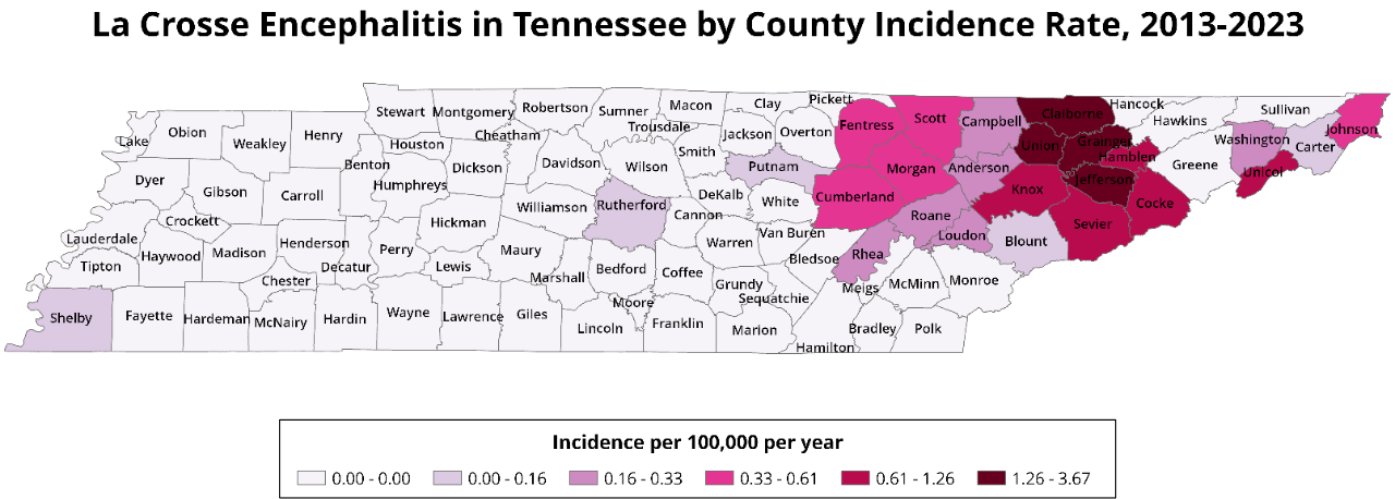 LACE case map across Tennessee by county LACE case map across Tennessee by county