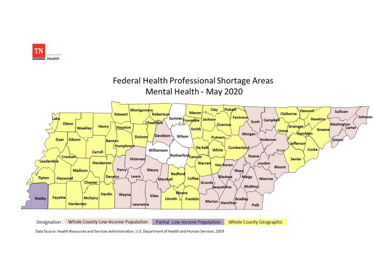 Federal Primary Care Shortage Areas for Mental Health 2020 Federal Primary Care Shortage Areas for Mental Health 2020