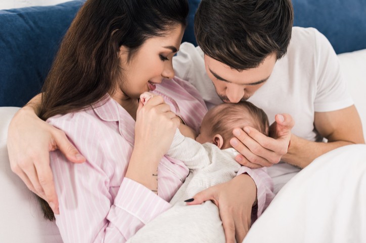 breastfeeding mom with partner