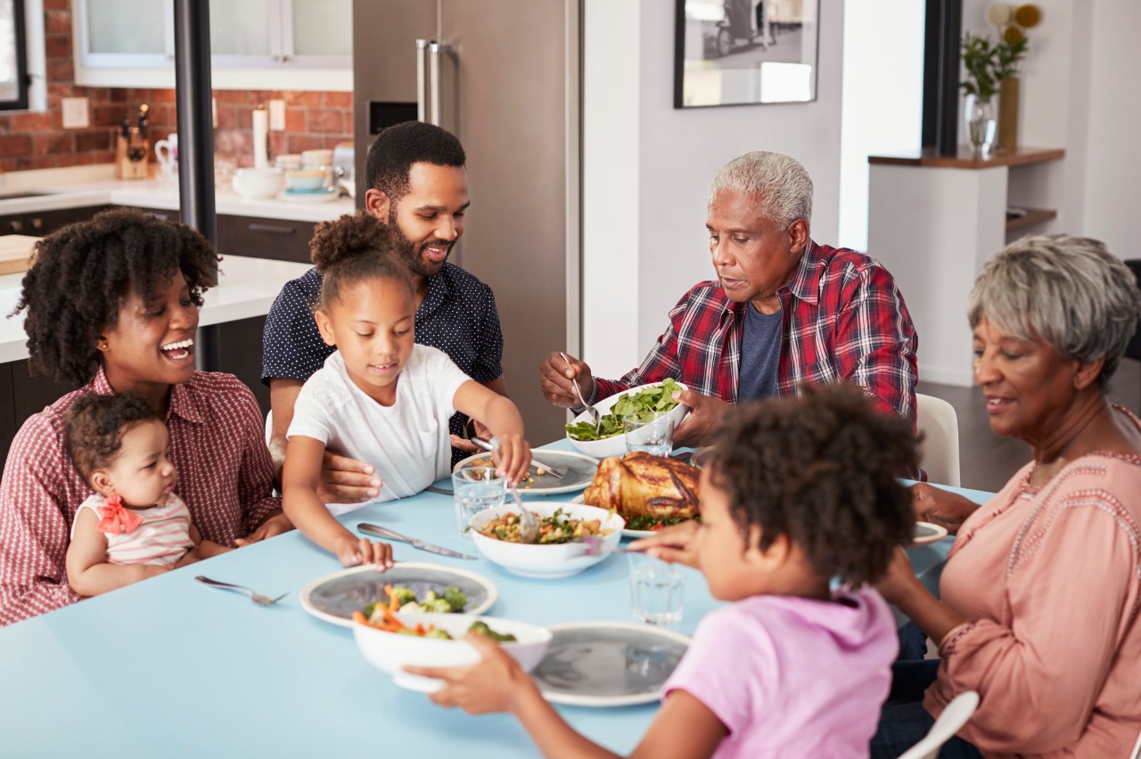 family eating dinner