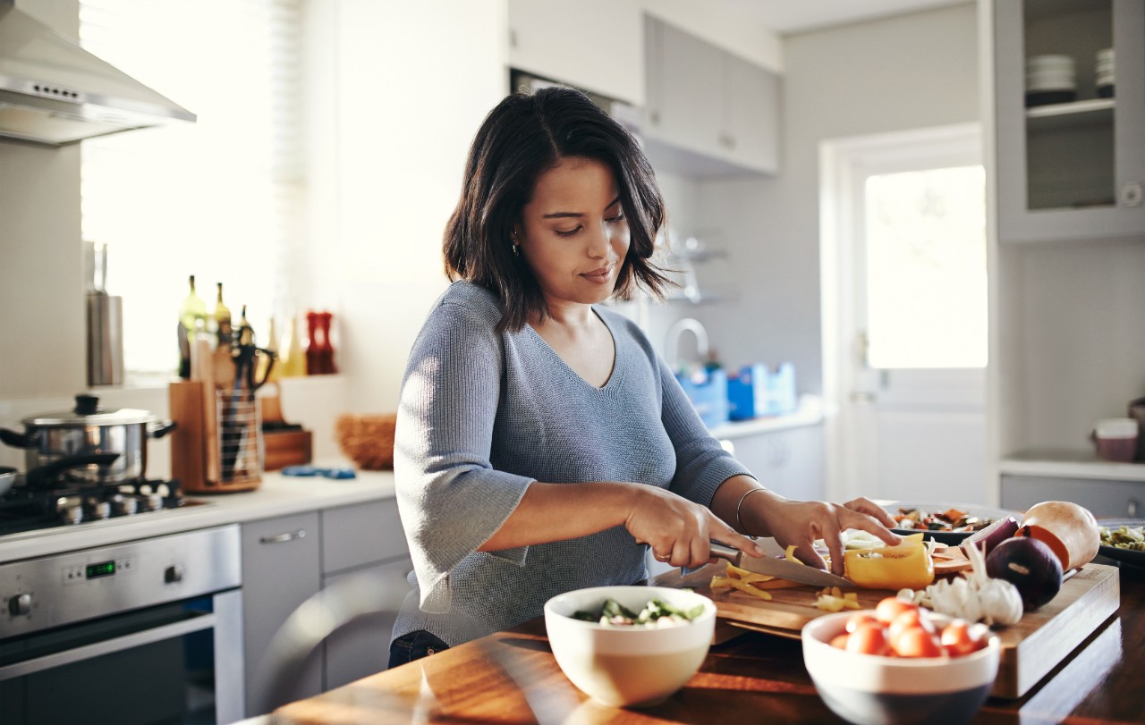 woman prepping meal