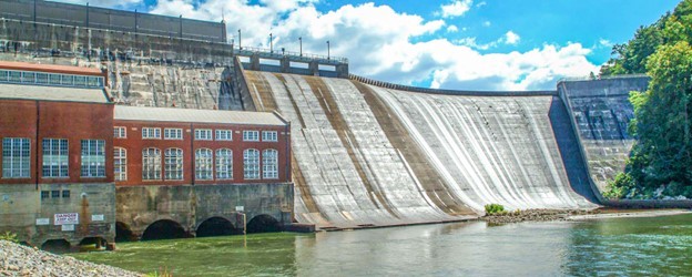 Ocoee No. 1 dam and powerhouse. Source: Tennessee Valley Authority. Ocoee No. 1 dam and powerhouse. Source: Tennessee Valley Authority.