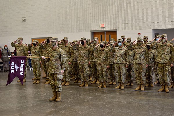 The 208th Medical Company (Area Support) in formation during their departure ceremony at Smyrna’s Volunteer Training Site, Dec. 6. The 208th deployed for a yearlong mission to the Middle East in support of Operation Spartan Shield and Operation Inherent Resolve. (Photo by Sgt. 1st Class Timothy Cordeiro) The 208th Medical Company (Area Support) in formation during their departure ceremony at Smyrna’s Volunteer Training Site, Dec. 6. The 208th deployed for a yearlong mission to the Middle East in support of Operation Spartan Shield and Operation Inherent Resolve. (Photo by Sgt. 1st Class Timothy Cordeiro)