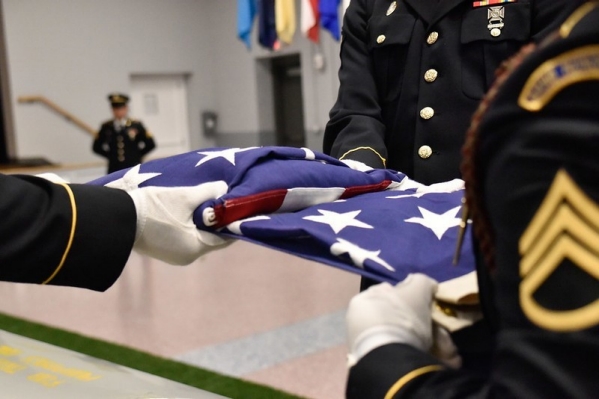 Members of the Army National Guard practice funeral procedures, Feb. 3, during the Military Funeral Honors Level II Certification Course, at Smyrna’s Volunteer Training Site from Jan. 24 – Feb. 4. The two-week course trains current active Military Funeral Honors personnel how to teach the Level I course for new members entering their programs in their respective states. (Photo by Sgt. 1st Class Timothy Cordeiro)