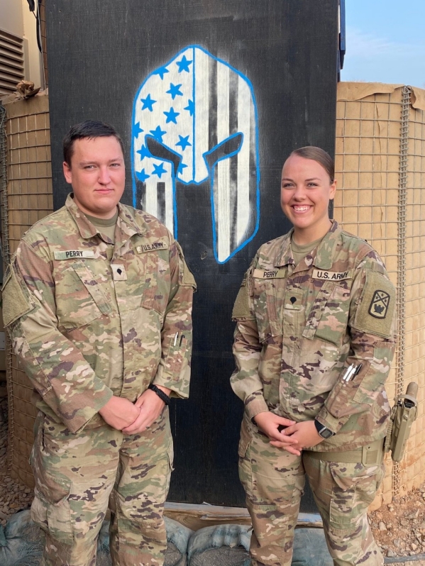 Specialists Jacob and Mahala Perry, from Humboldt, are currently deployed to the Horn of Africa and stationed at Chabelley Airfield, Djibouti, with the Tennessee National Guard’s 268th Military Police Company. The brother and sister team are competing a year-long deployment and are scheduled to return to the United States in December 2022. (submitted photo) Specialists Jacob and Mahala Perry