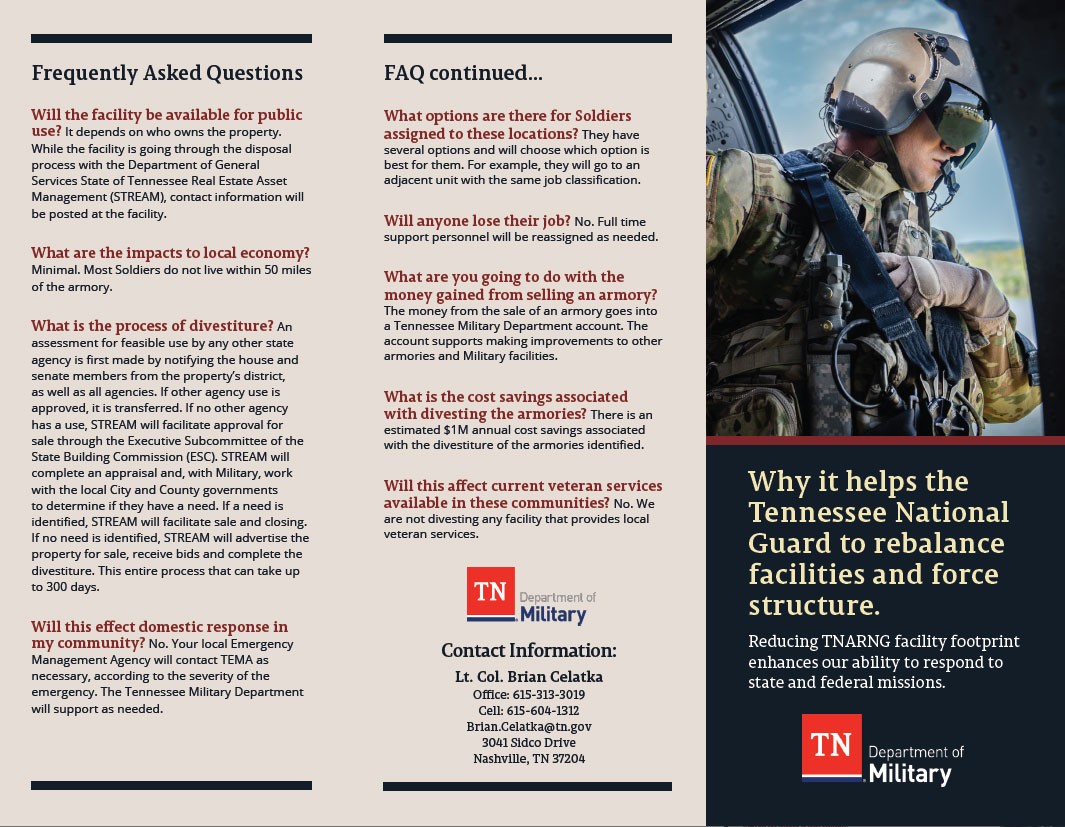 Front page of Armory Rebalance Initiative tri-fold