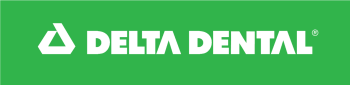 Delta Dental logo Delta Dental logo with white words on a green background
