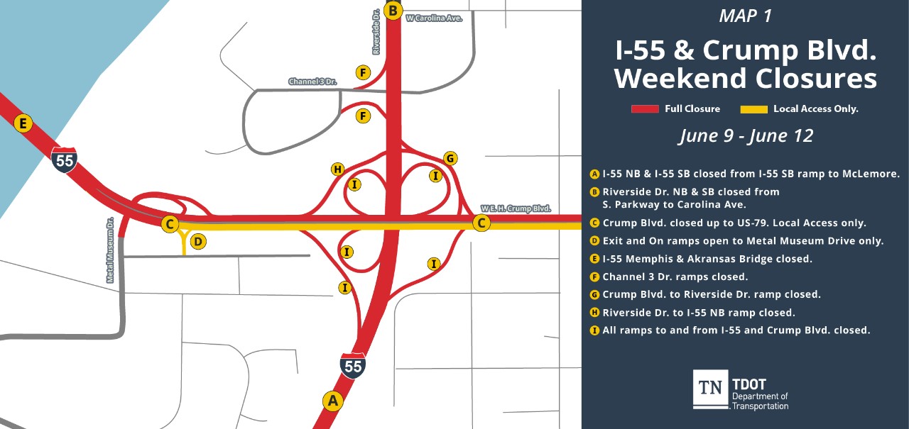 I-55 & Crump Blvd. Weekend Closures