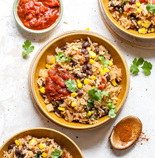 One-Pot Beans and Rice with Corn and Salsa