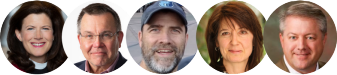 Headshots of all five speakers