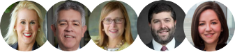 Headshots of all five speakers